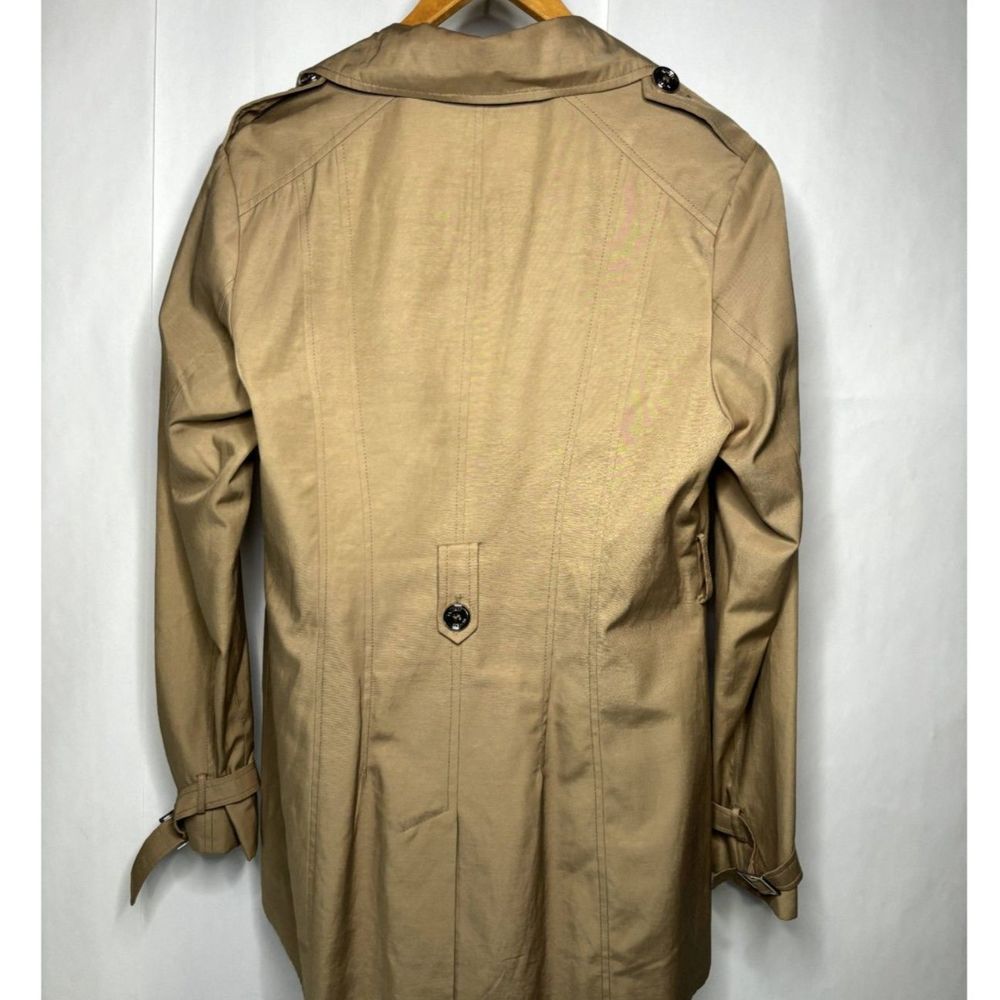 Express Womens Beige Trench Coat Jacket Functional Buttons Double Breasted - Picture 2 of 9